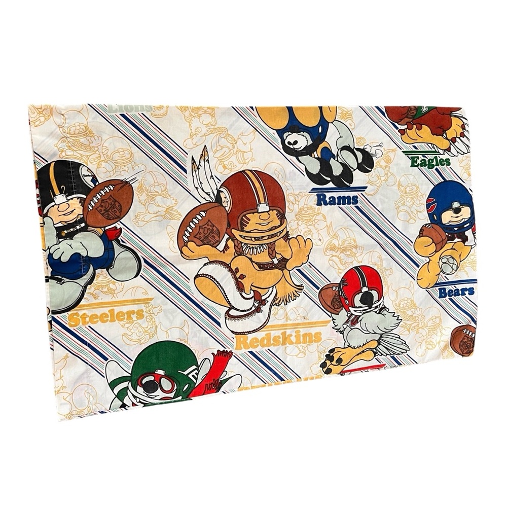 Vintage NFL Football Pillowcase Kids Eagles Redskins Bears Dolphins Jets Cowboys
